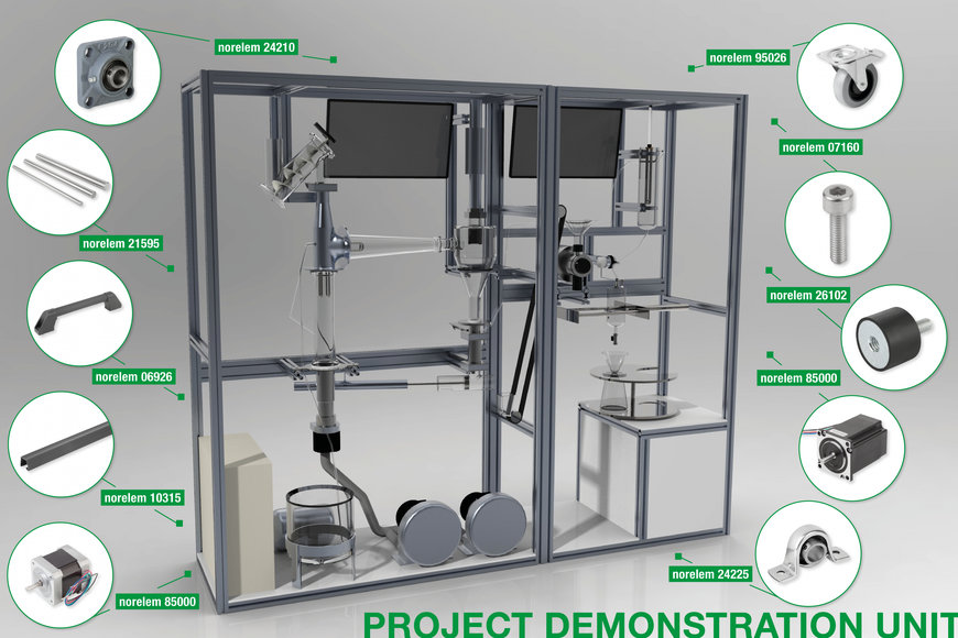 Projeto de máquina de café concebido por estudantes recebe reforço através dos componentes e experiência da norelem